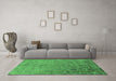 Machine Washable Oriental Emerald Green Industrial Area Rugs in a Living Room,, wshurb2683emgrn