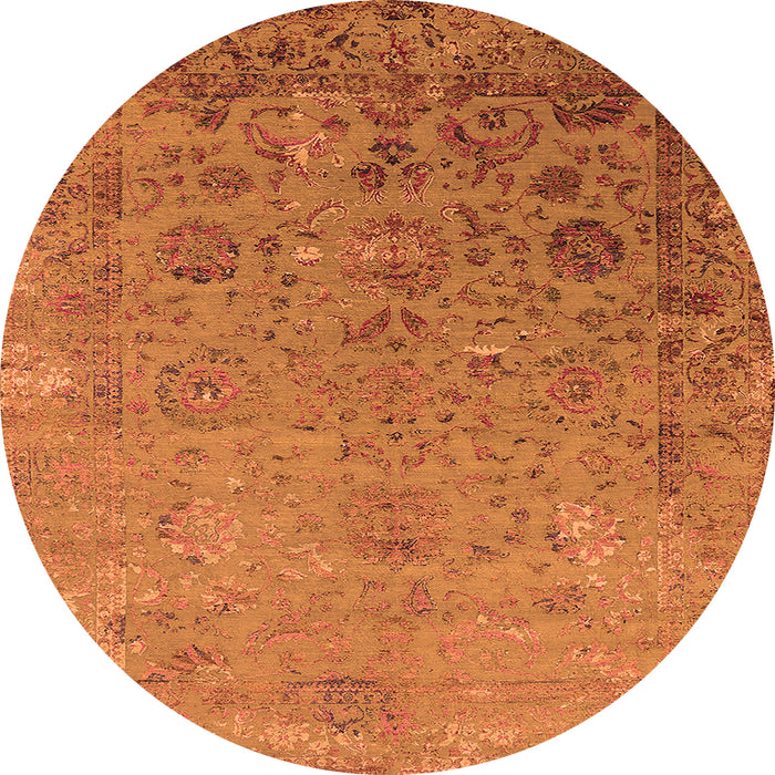 Round Oriental Orange Industrial Rug, urb2683org