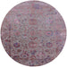 Round Mid-Century Modern Mauve Taupe Purple Oriental Rug, urb2683