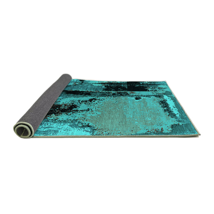 Sideview of Oriental Turquoise Industrial Rug, urb2684turq