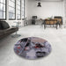 Round Machine Washable Industrial Modern Plum Purple Rug in a Office, wshurb2684