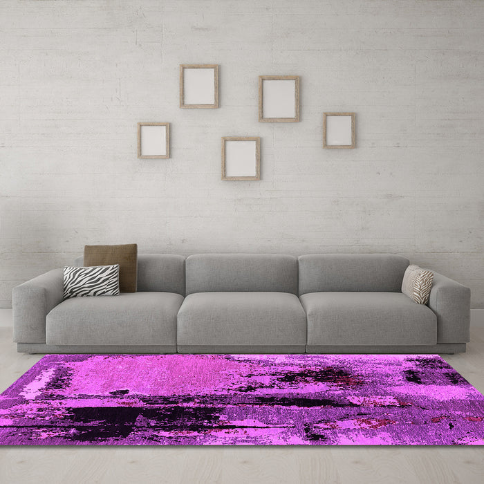 Machine Washable Oriental Pink Industrial Rug in a Living Room, wshurb2684pnk