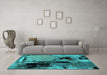 Machine Washable Oriental Turquoise Industrial Area Rugs in a Living Room,, wshurb2684turq