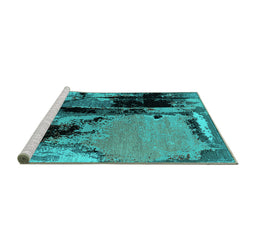 Sideview of Machine Washable Oriental Turquoise Industrial Area Rugs, wshurb2684turq