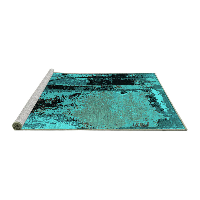 Sideview of Machine Washable Oriental Turquoise Industrial Area Rugs, wshurb2684turq