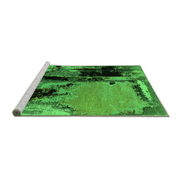 Sideview of Machine Washable Oriental Green Industrial Area Rugs, wshurb2684grn