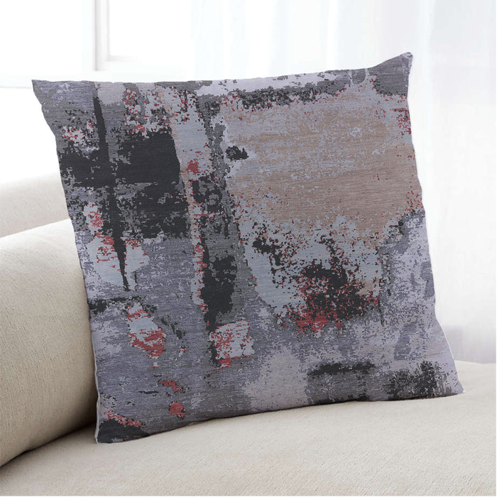 Lifestyle Image of Mid-Century Modern Urban Square Plum Purple Throw Pillow, 18 inch by 18 inch, pwurb2684