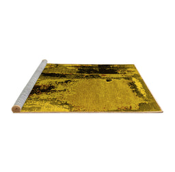 Sideview of Machine Washable Oriental Yellow Industrial Rug, wshurb2684yw