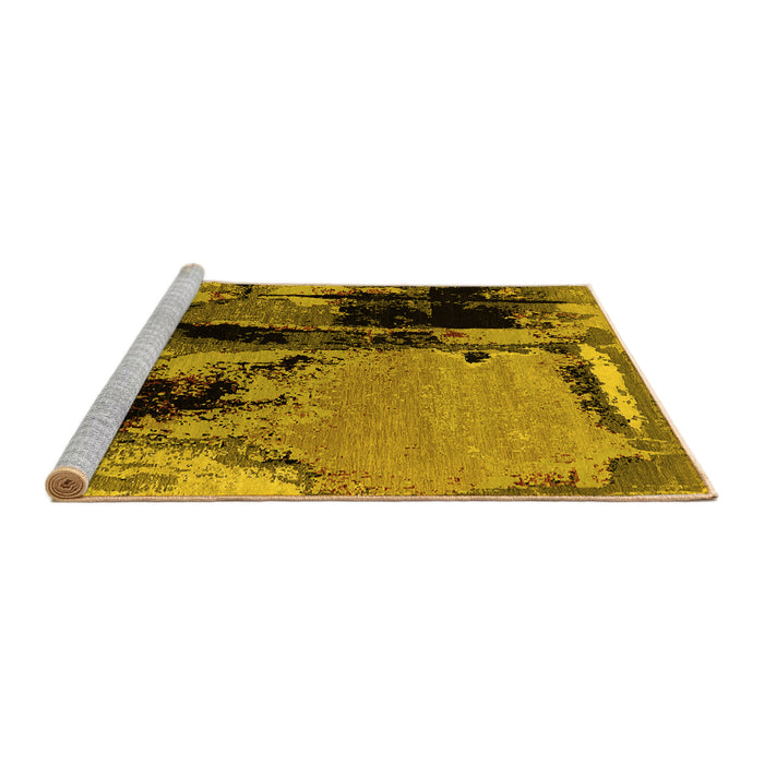 Sideview of Machine Washable Oriental Yellow Industrial Rug, wshurb2684yw