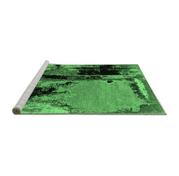 Sideview of Machine Washable Oriental Emerald Green Industrial Area Rugs, wshurb2684emgrn