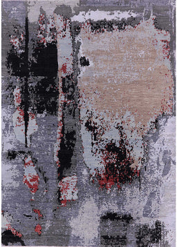 Mid-Century Modern Plum Purple Oriental Rug, urb2684