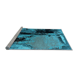 Sideview of Machine Washable Oriental Light Blue Industrial Rug, wshurb2684lblu
