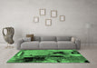 Machine Washable Oriental Emerald Green Industrial Area Rugs in a Living Room,, wshurb2684emgrn