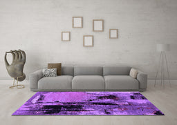 Machine Washable Oriental Purple Industrial Area Rugs in a Living Room, wshurb2684pur