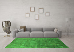 Machine Washable Oriental Green Industrial Area Rugs in a Living Room,, wshurb2685grn