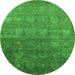 Round Oriental Green Industrial Rug, urb2685grn