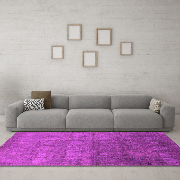 Machine Washable Oriental Pink Industrial Rug in a Living Room, wshurb2685pnk