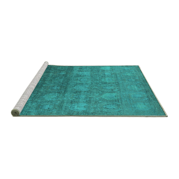 Sideview of Machine Washable Oriental Turquoise Industrial Area Rugs, wshurb2685turq