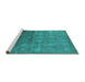 Sideview of Machine Washable Oriental Turquoise Industrial Area Rugs, wshurb2685turq