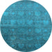 Round Oriental Light Blue Industrial Rug, urb2685lblu