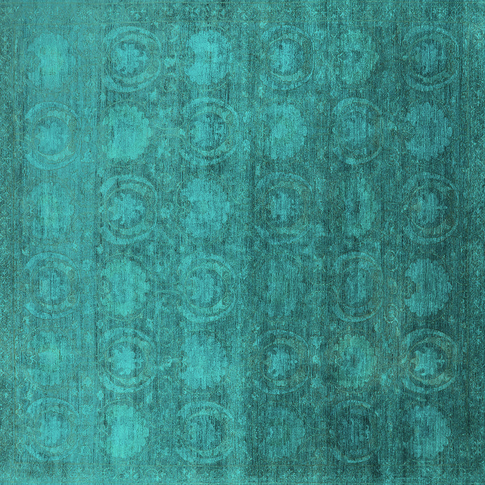Square Machine Washable Oriental Turquoise Industrial Area Rugs, wshurb2685turq