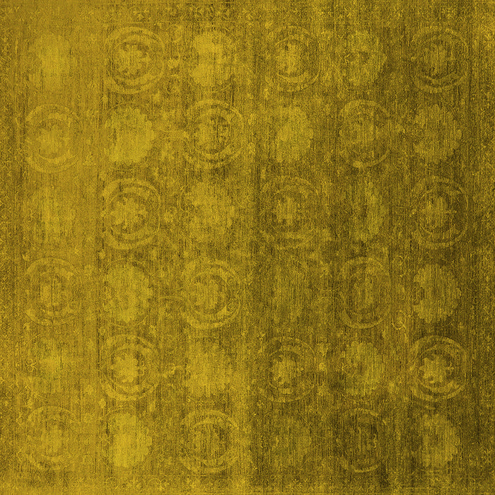 Square Machine Washable Oriental Yellow Industrial Rug, wshurb2685yw