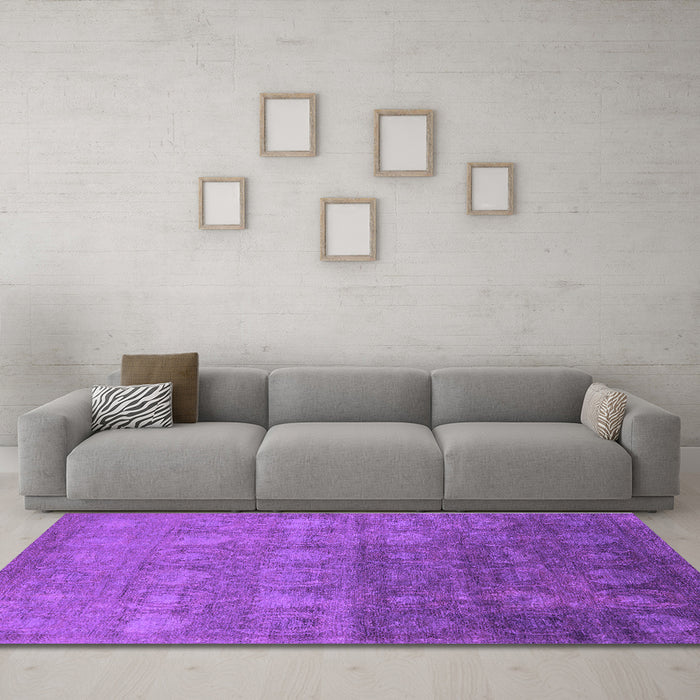 Machine Washable Oriental Purple Industrial Area Rugs in a Living Room, wshurb2685pur