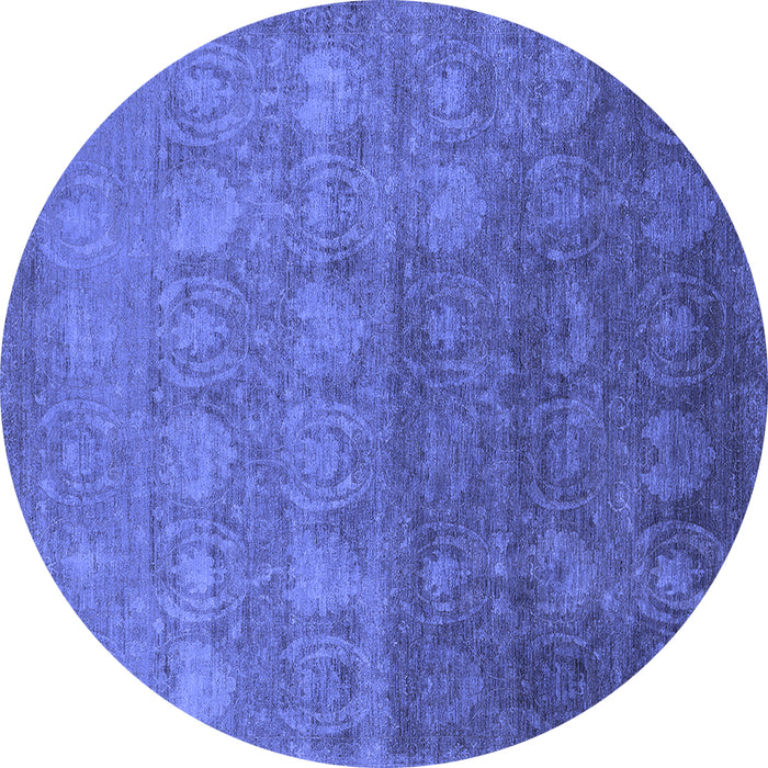 Round Oriental Blue Industrial Rug, urb2685blu