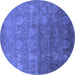 Round Oriental Blue Industrial Rug, urb2685blu