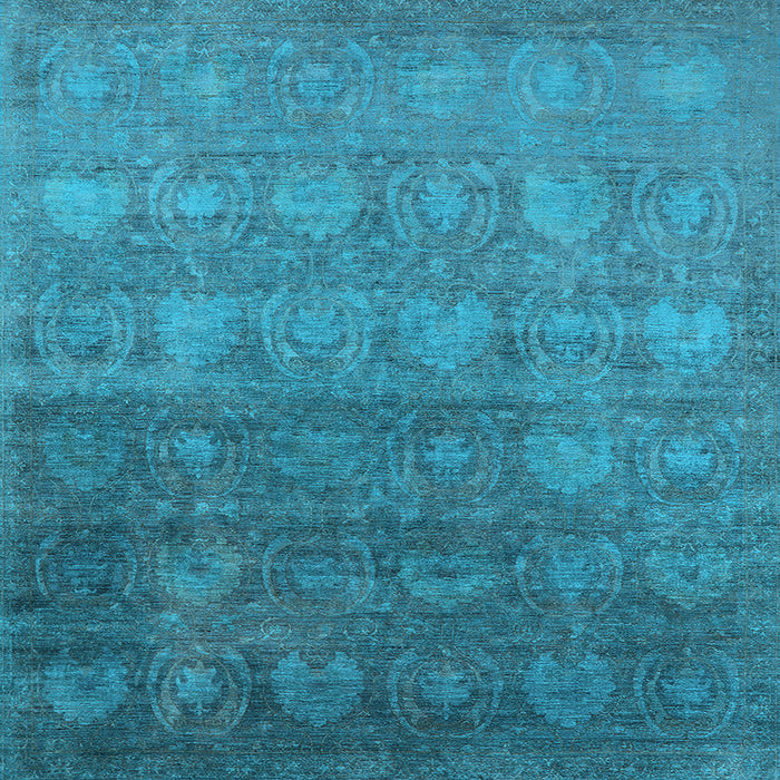 Square Machine Washable Oriental Light Blue Industrial Rug, wshurb2685lblu