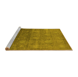 Sideview of Machine Washable Oriental Yellow Industrial Rug, wshurb2685yw