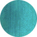 Round Oriental Turquoise Industrial Rug, urb2686turq