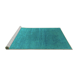 Sideview of Machine Washable Oriental Turquoise Industrial Area Rugs, wshurb2686turq
