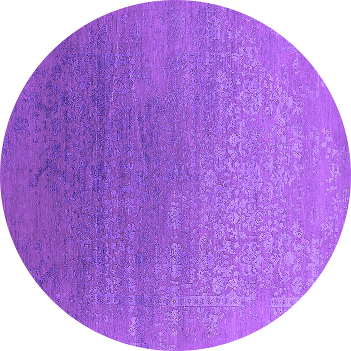 Round Machine Washable Oriental Purple Industrial Area Rugs, wshurb2686pur