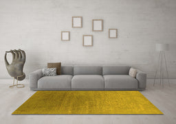 Machine Washable Oriental Yellow Industrial Rug in a Living Room, wshurb2686yw