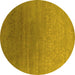 Round Oriental Yellow Industrial Rug, urb2686yw