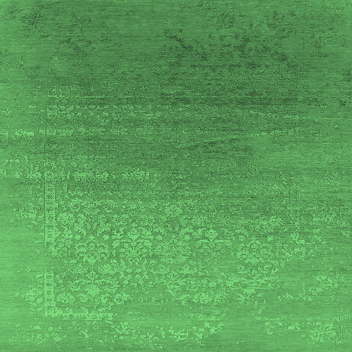Square Oriental Emerald Green Industrial Rug, urb2686emgrn