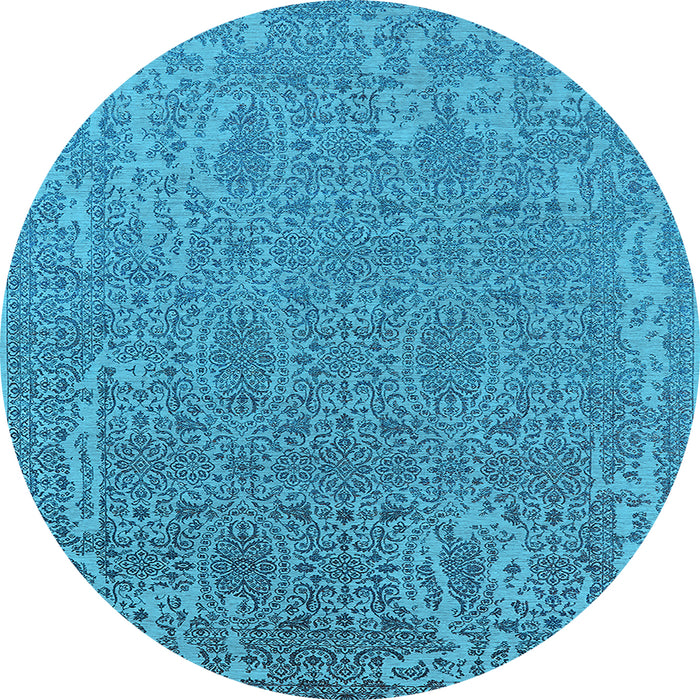 Round Oriental Light Blue Industrial Rug, urb2687lblu