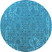 Round Oriental Light Blue Industrial Rug, urb2687lblu