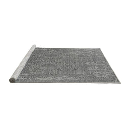 Sideview of Machine Washable Oriental Gray Industrial Rug, wshurb2687gry