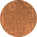 Round Machine Washable Oriental Orange Industrial Area Rugs, wshurb2687org