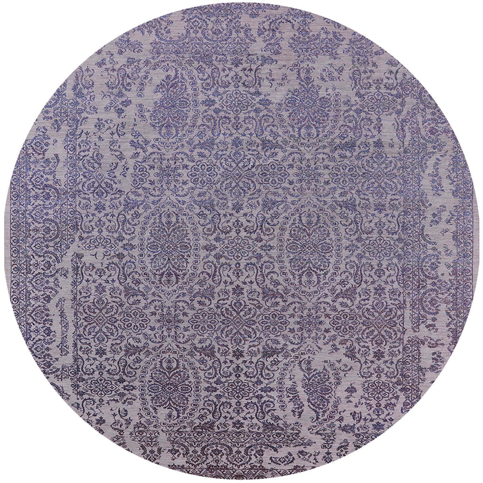 Round Mid-Century Modern Purple Oriental Rug, urb2687