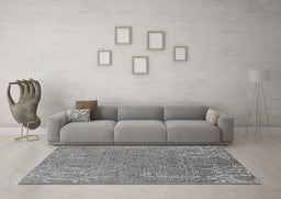 Machine Washable Oriental Gray Industrial Rug in a Living Room,, wshurb2687gry