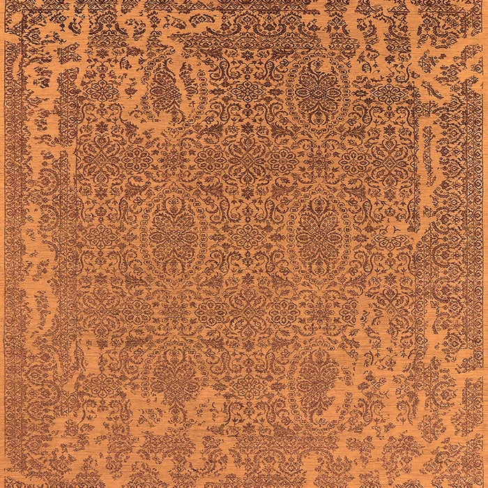 Square Machine Washable Oriental Orange Industrial Area Rugs, wshurb2687org