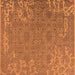 Square Machine Washable Oriental Orange Industrial Area Rugs, wshurb2687org