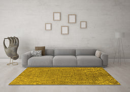 Machine Washable Oriental Yellow Industrial Rug in a Living Room, wshurb2687yw