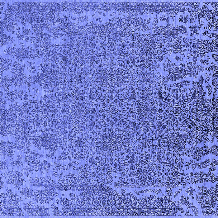 Square Machine Washable Oriental Blue Industrial Rug, wshurb2687blu