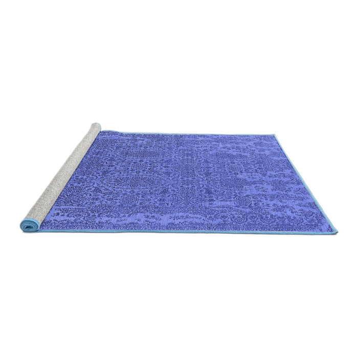 Sideview of Machine Washable Oriental Blue Industrial Rug, wshurb2687blu