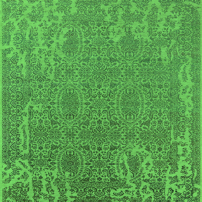 Square Machine Washable Oriental Green Industrial Area Rugs, wshurb2687grn