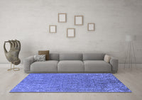 Machine Washable Oriental Blue Industrial Rug, wshurb2687blu